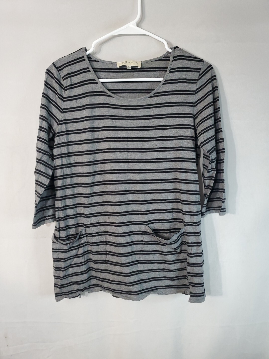 Vintage Jones New York T-shirt Women's Size Large Pockets Light 3/4 Sleeve