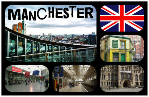 MANCHESTER, UK - SOUVENIR NOVELTY FRIDGE MAGNET - NEW / FLAGS/ SIGHTS / GIFTS  - Picture 1 of 5