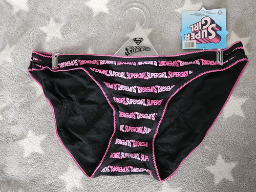 SuperGirl Intimates Women's Bikini Panties Size: LARGE Color: BLACK/PINK - Picture 3 of 10