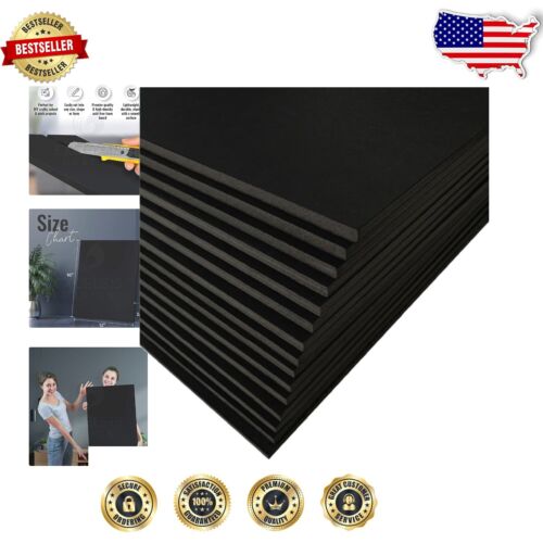 Versatile 15 Count Foam Board Set, 12x16 Black Sheets for Art & Signage Projects