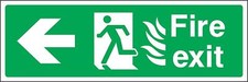 Fire exit left with fire pictograms Safety sign