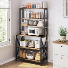Kitchen Baker's Rack Microwave Stand Coffee Bar for Dining Room Rustic Brown