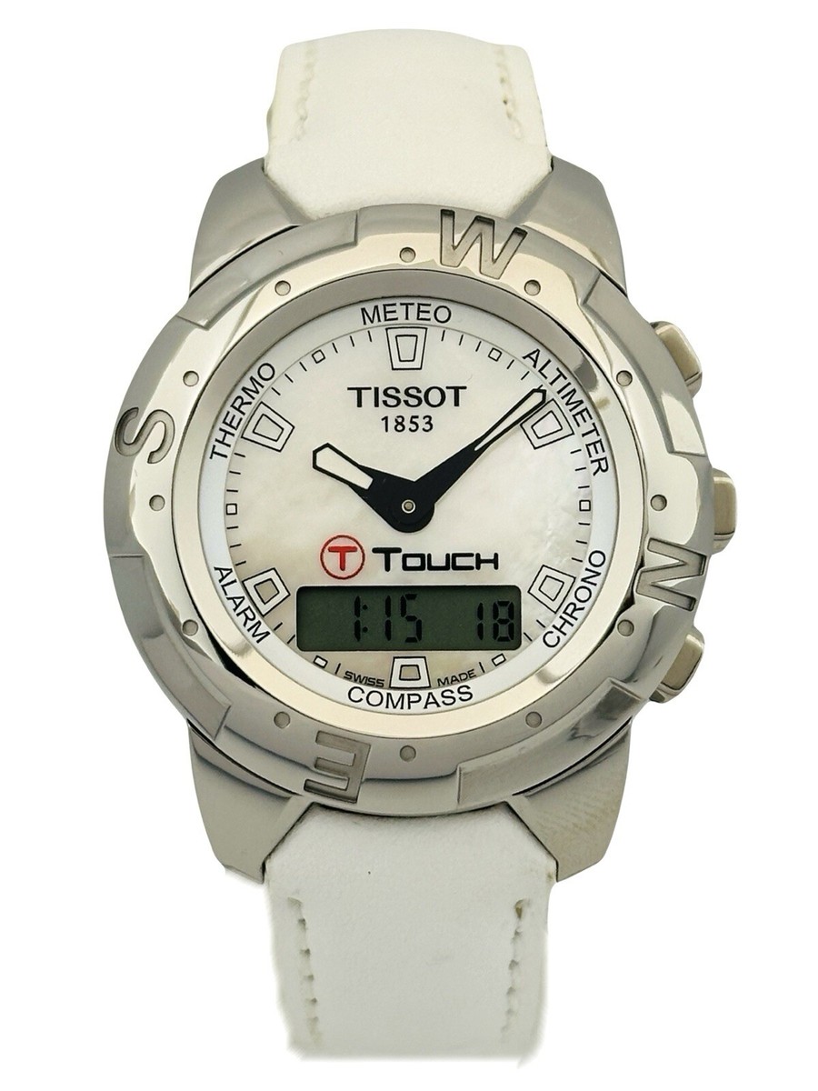 【美品】TISSOT T-TOUCH T075220A PEARLDIAMOND Tissot T-Touch Solar Lady Mother of Pearl Dial Ladies Watch