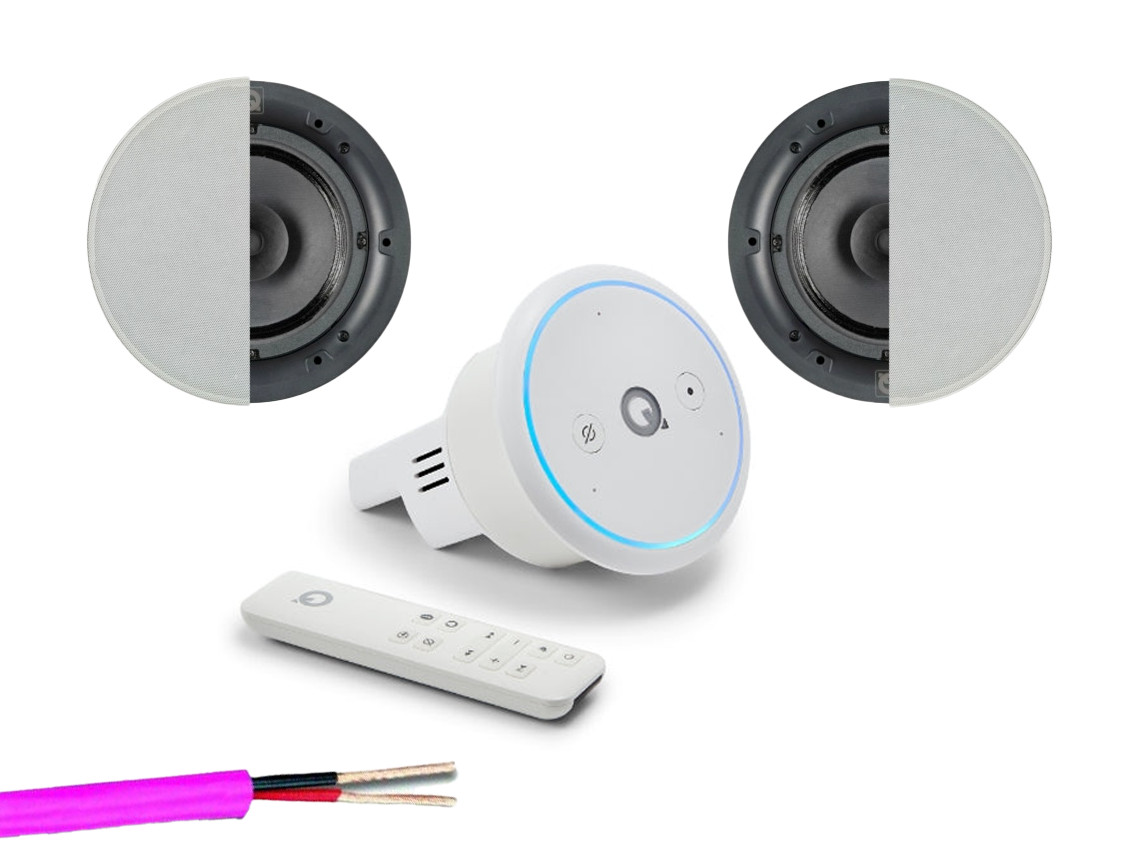 Q Acoustics E300A Smart HiFi Amplifier with 2 x Qi65C Ceiling Speakers Package
