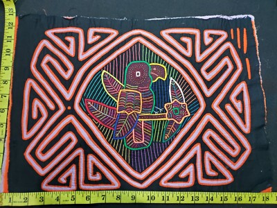 kuna vintagecolorful bird mola lines unframed imported panama 1259