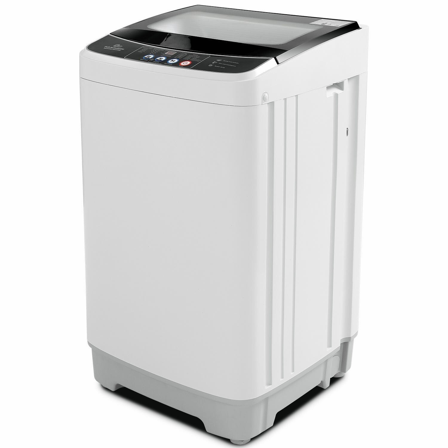 17.8Lbs Full-Automatic Portable Washing Machine with Glass Top Lid & LED Display