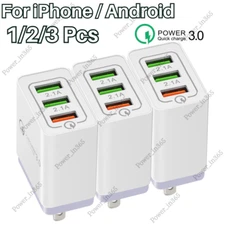 3 Ports QC 3.0 Fast Charger USB Wall Power Adapter Brick For iPhone iPad Android