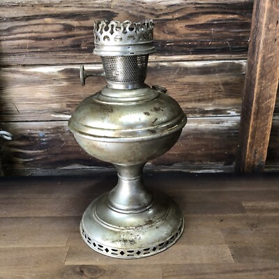 ANTIQUE VINTAGE NICKEL ALADDIN MODEL No.6 KEROSENE OIL LAMP