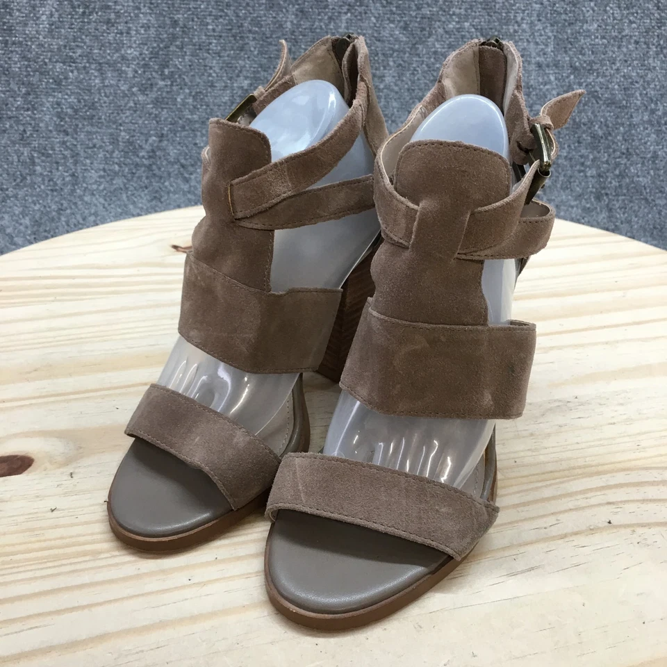 Sandalias con bisagra para mujer 5,5 M Cora con tiras Zapatos de salón Beige Cuero Hebilla Tacón informal Foto 3 de 4