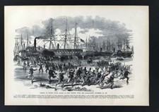 Leslie Civil War Print US Troops Landing Fort Walker Port Royal South Carolina