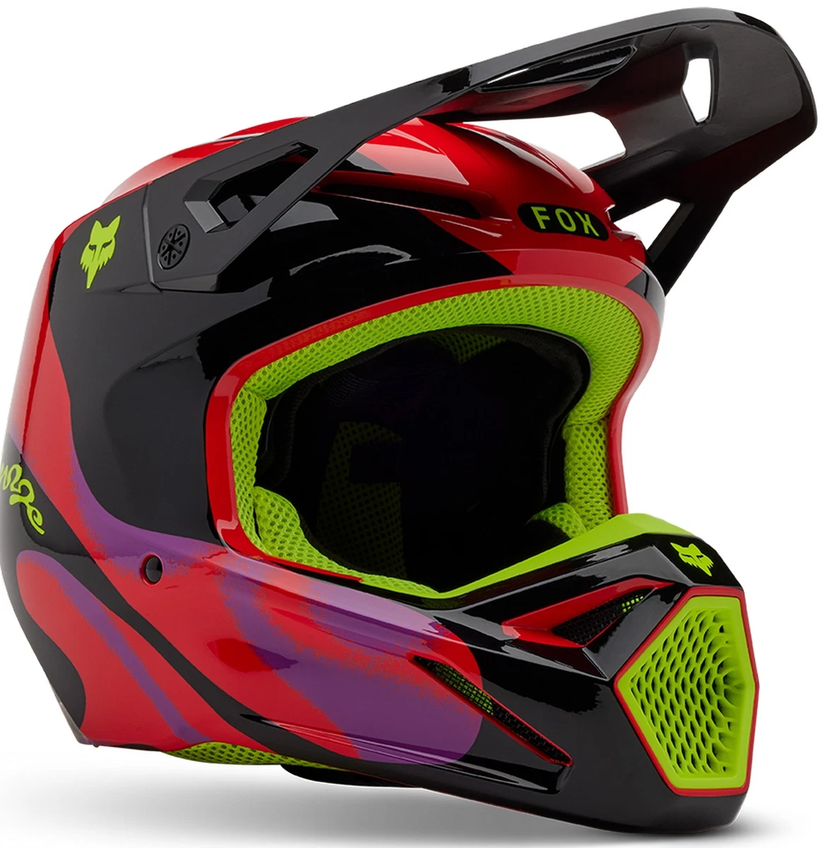 Fox Racing V1 Emotion MX Offroad Helmet Fluo Red | eBay