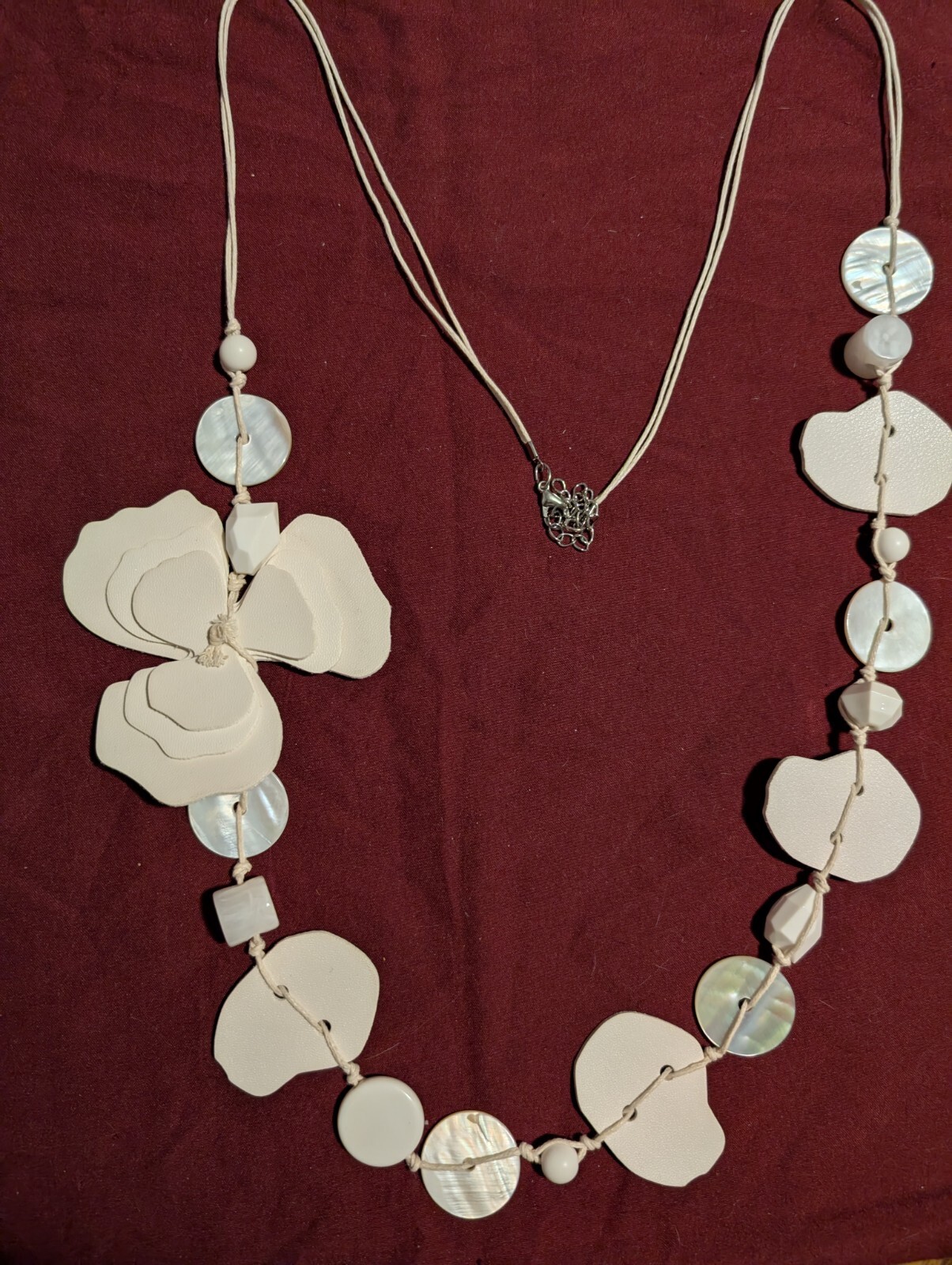 Statement Long  White Leather & Shell - image 1