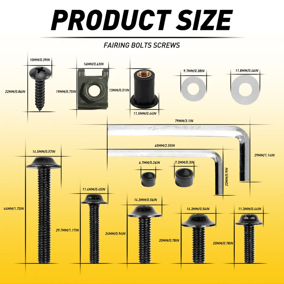 Black 177pcs Complete Fairing Bolt Screws Kit For Kawasaki Suzuki Motorcycle EOA - Image 3 of 4