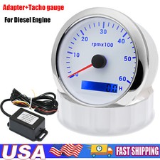 85mm Diesel Engine Tachometer 6000rpm Gauge With Tacho Adapter Rpm Signal Sensor