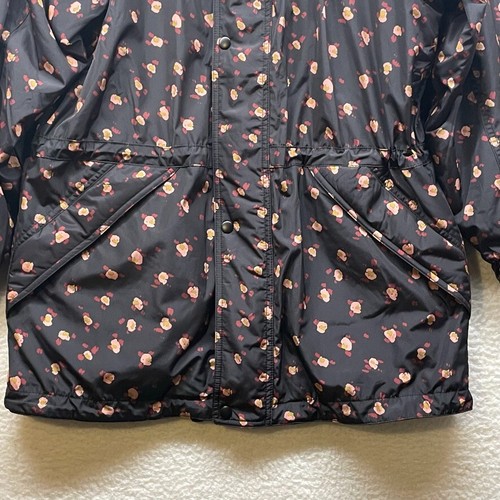 Cabi Jacket Womens Medium Black Rainy Day Jacket Flower Burst Hooded Zip 4115 - Picture 5 of 15