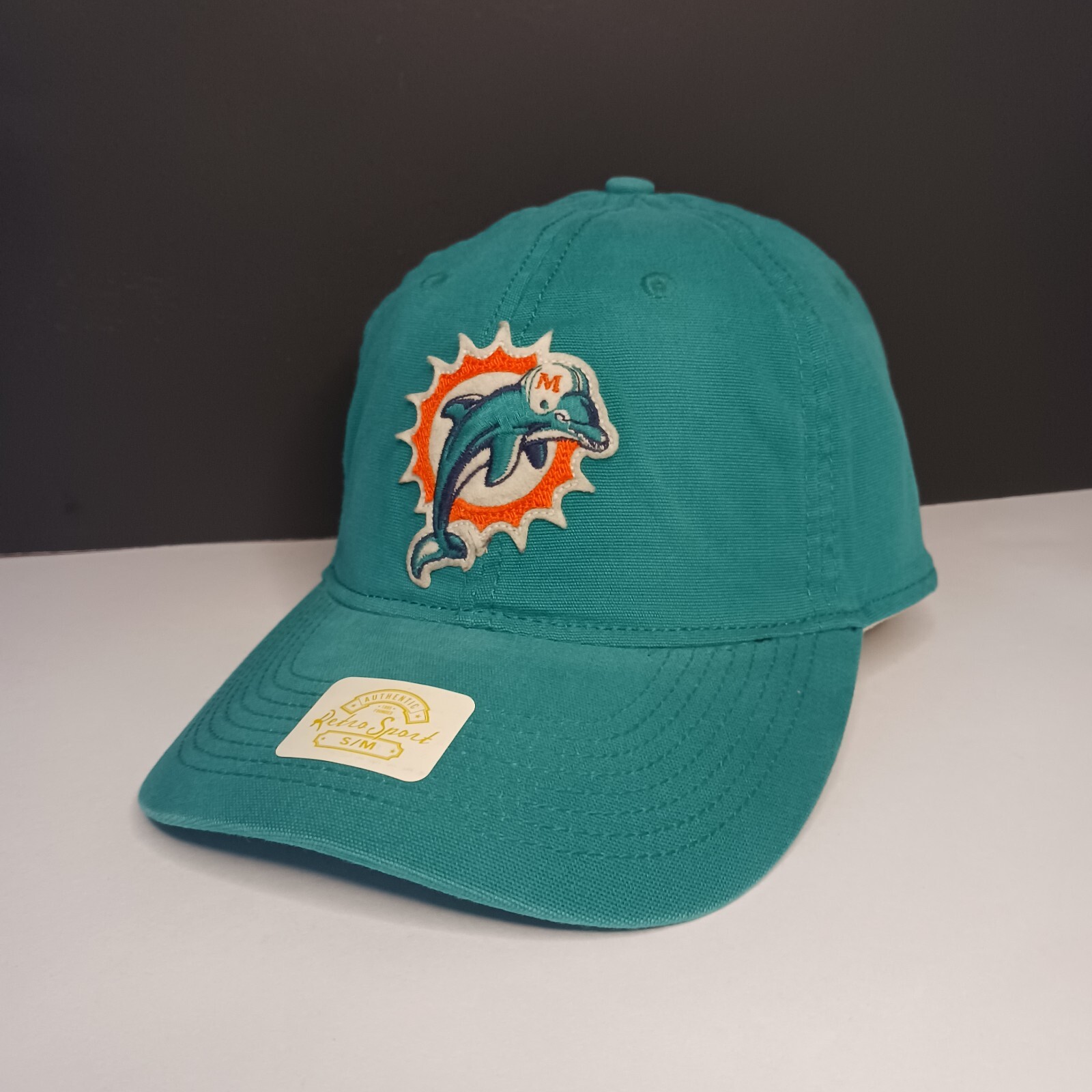 Retro Sport Miami Dolphins Hat Cap Mens Fitted S-M Throwback Logo Aqua NFL