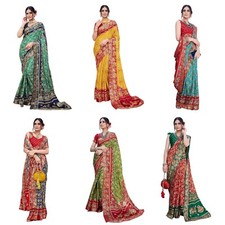 Women's Magludi Silk Saree Printed Saree With Unstitched Blouse
