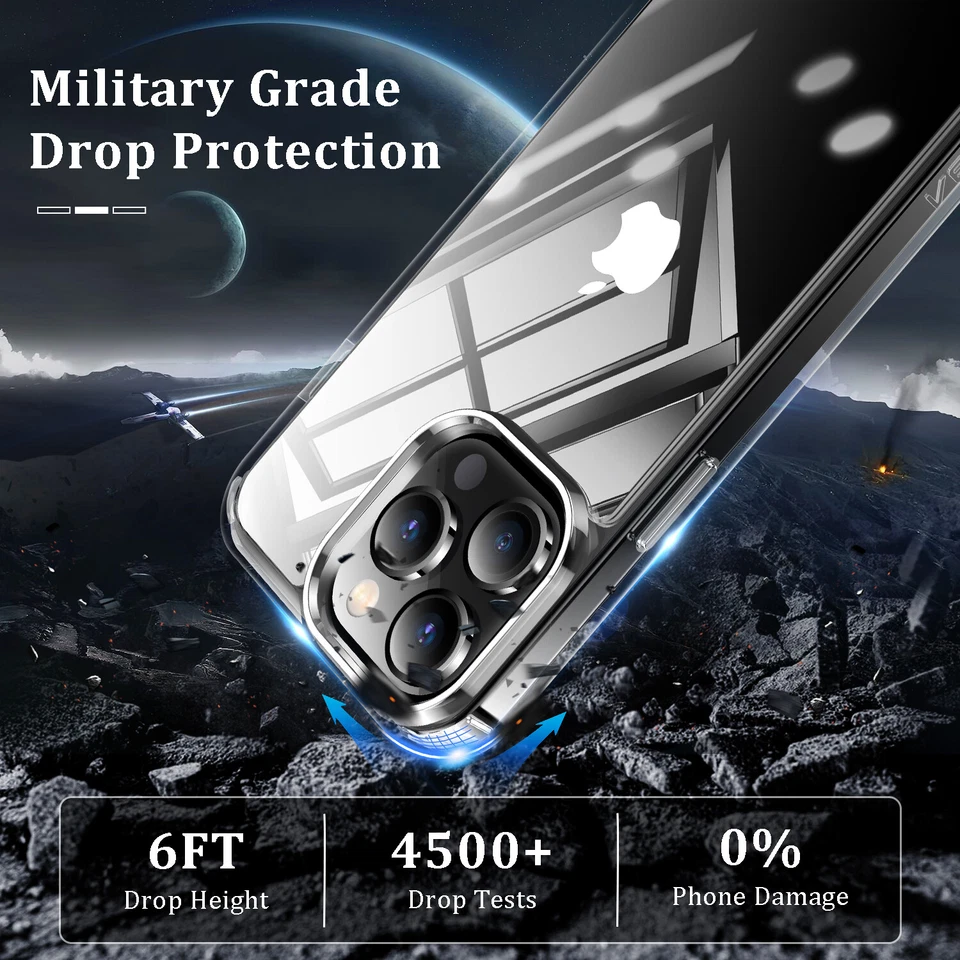 Funda híbrida rígida delgada transparente delgada a prueba de golpes para iPhone 15 Pro Max 14 13 12 SE 3 Foto 4 de 4