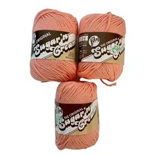 3 Skeins Lily Sugar 'n Cream 100 Cotton Yarn 2.5 oz "TEA ROSE"
