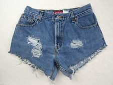 Vtg Levi's 550 Cutoff Jean Shorts Womens Sz 12 / 30" x 3.75" Denim Distressed
