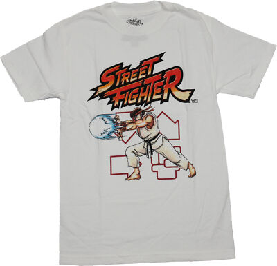 Street Fighter New Adult T-Shirt - Ryu Hadoken Throw