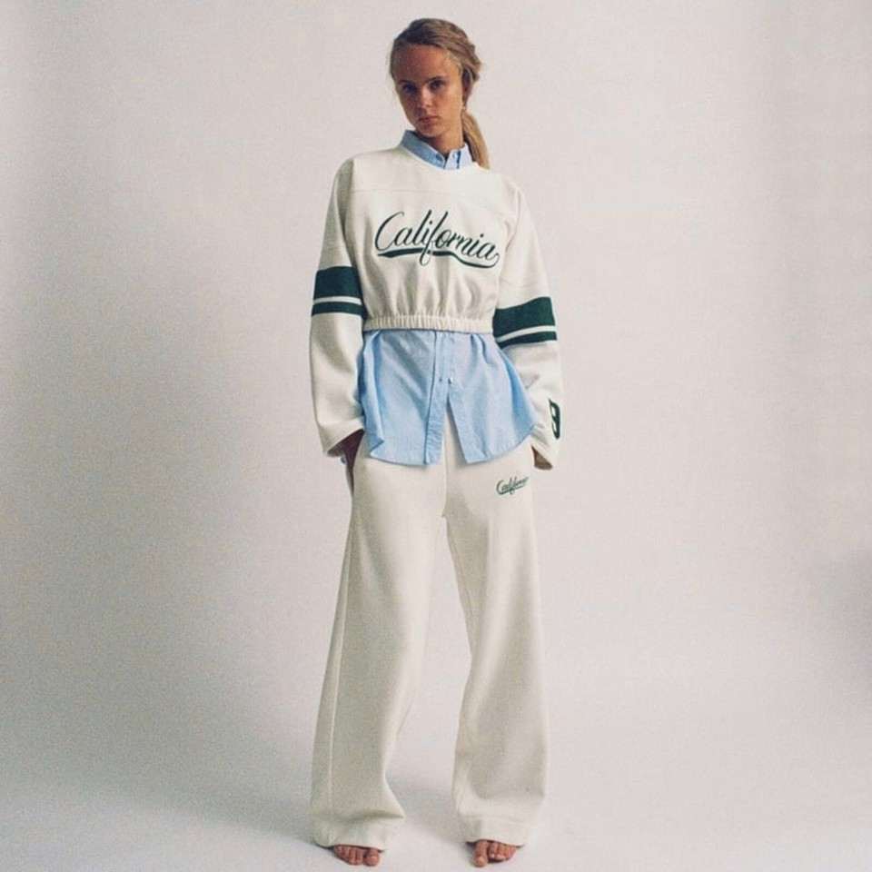 Zara White Straight Leg High Waist California Jogger Trousers Sz L NWOT