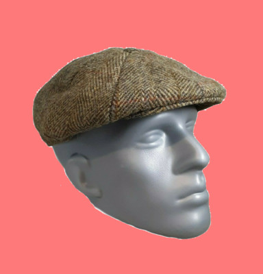 PEAKY BLINDERS Harris Tweed  Arran 8-pc Cap HS15 Olive/Gold -PICK SIZE