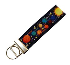 Planets Key Chain, Space Key Fob, Fabric Keychain, Solar System Keychain
