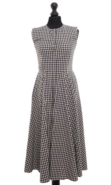 Woolrich Patterned Long Dress Langes Sommerkleid Kleid Xs Blau Beige Kariert Neu-image