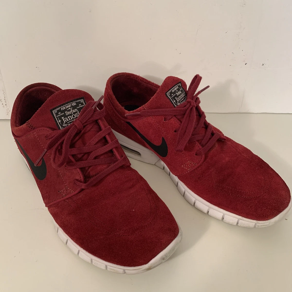 Mariscos sonido Opiáceo Nike SB Dunk Stefan Janoski Suede Max Low Maroon Red Shoes Mens 10  Skateboarding | eBay