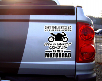 Samunshi Ich denke an mein Motorrad Schriftzug Aufkleber Sticker Autoaufkleber