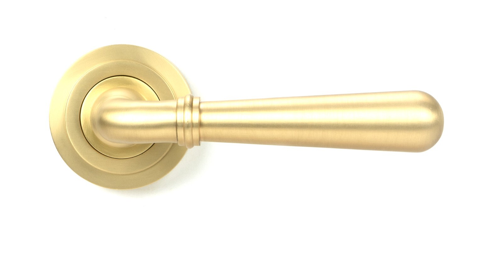 From The Anvil 50858 Satin Brass Newbury Lever on Rose Set (Art Deco) - Unsprung