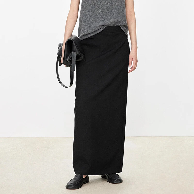 Женская весенняя шерстяная длинная повседневная юбка THE ROW с прямой оберткой на бедрах - Изображение 2 из 4