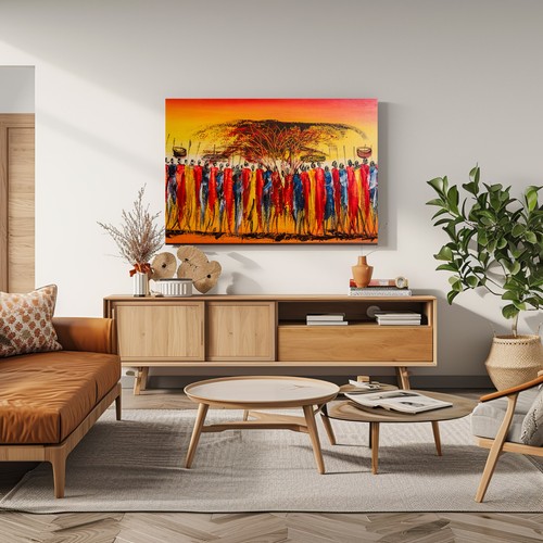 Kenyan Maasai African People Canvas Print Wall Art, Home Decor Wall Hanging - Picture 3 of 10