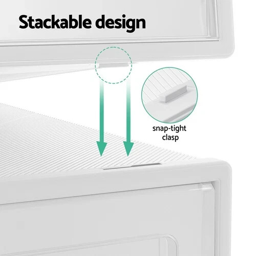 Artiss Shoe Rack Storage Cabinet Shoe Box 12 Stackable Plastic Cube White - Picture 9 of 12