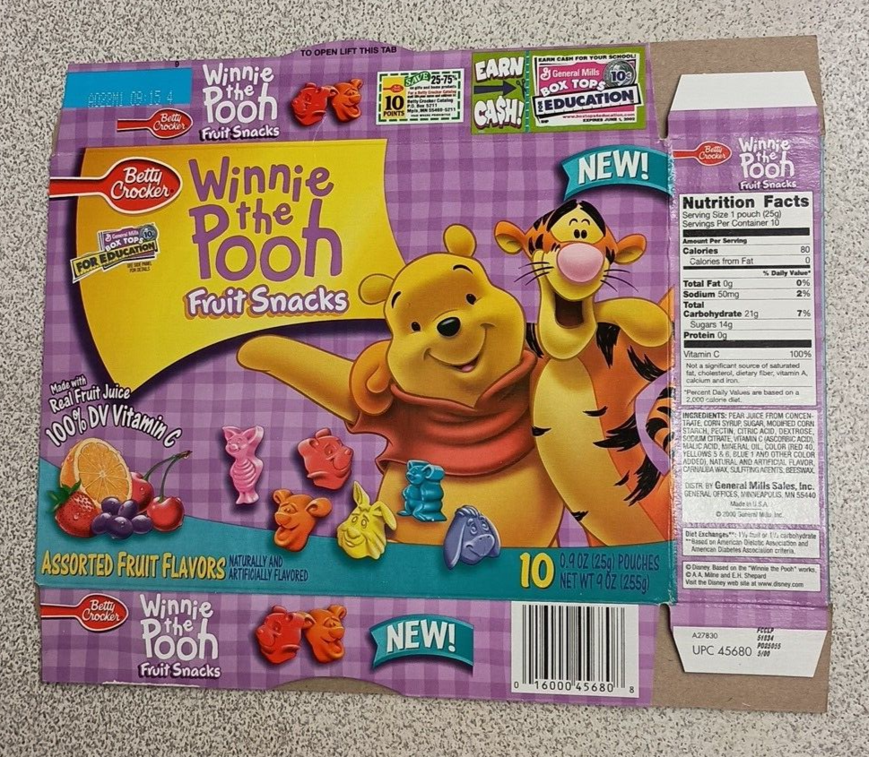 2000 Betty Crocker Disney's Winnie The Pooh with Tigger Fruit
