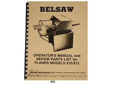 Foley Belsaw 12" Model 910 / 912 / 9123 /9103 Planer/Molder Op & Part Manual*815