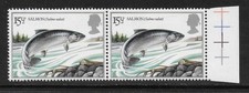 1983 RIVER FISHES 15½p WITH MCF ‘FLAW IN BACKGROUND’ FLAW/ERROR W537var MNH