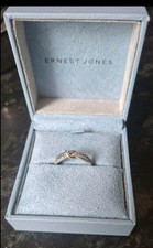 Ernest Jones Silver and 0.12 Carat Diamond Engagement Ring Size O In Box