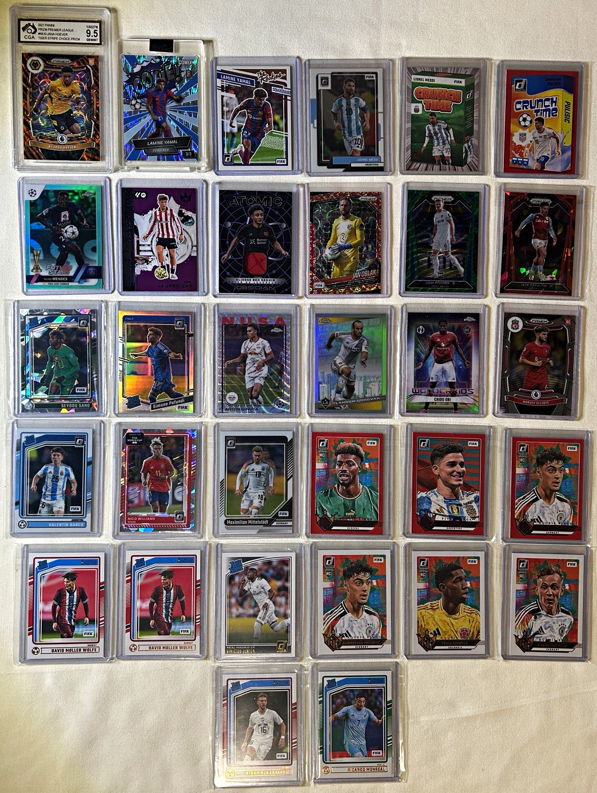 Soccer 32-Card Lot Messi Yamal Donruss Optic Prizm Topps Chrome Rookies Numbered