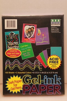 Riverside Gel Ink Paper 150 sheets 5 Assorted Colors 8-1/2''x11'' MADE IN USA NEW