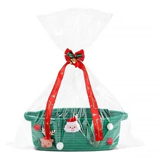 Gift Basket Empty for Christmas, Christmas Decorative Basket with Gift Bags and 
