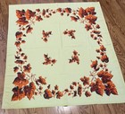 Vtg Cotton-Rayon Ivy Vines Tablecloth, 50”x 42” 1950-60s Vibrant Colors, Nice!! — photo 2