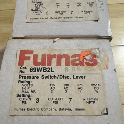 #ad Furnas Pressure Switch 69WB2L Lever Cut in 3 Cut out 7 NEW Original $78.38