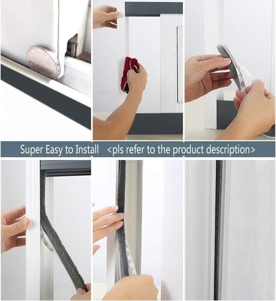 Felt Weather Stripping Door Seal Brush for Sliding Windows, Pile Self Adhesiv...
