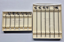 Pottery Barn Silver Metal Bell Appetizer Picks (6)  AND (12) Stirrers