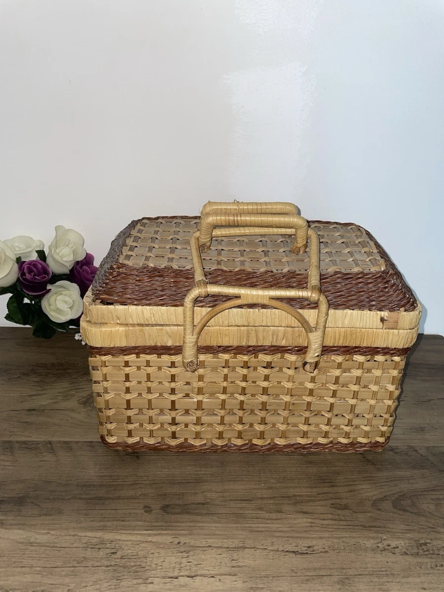 Ancien Panier En Osier - Cueillette, Provision, Course - Déco Vintage - 38x34x22cm