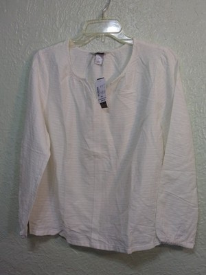 Christopher & Banks Womens Peasant Shirt White Size PM NWT $49