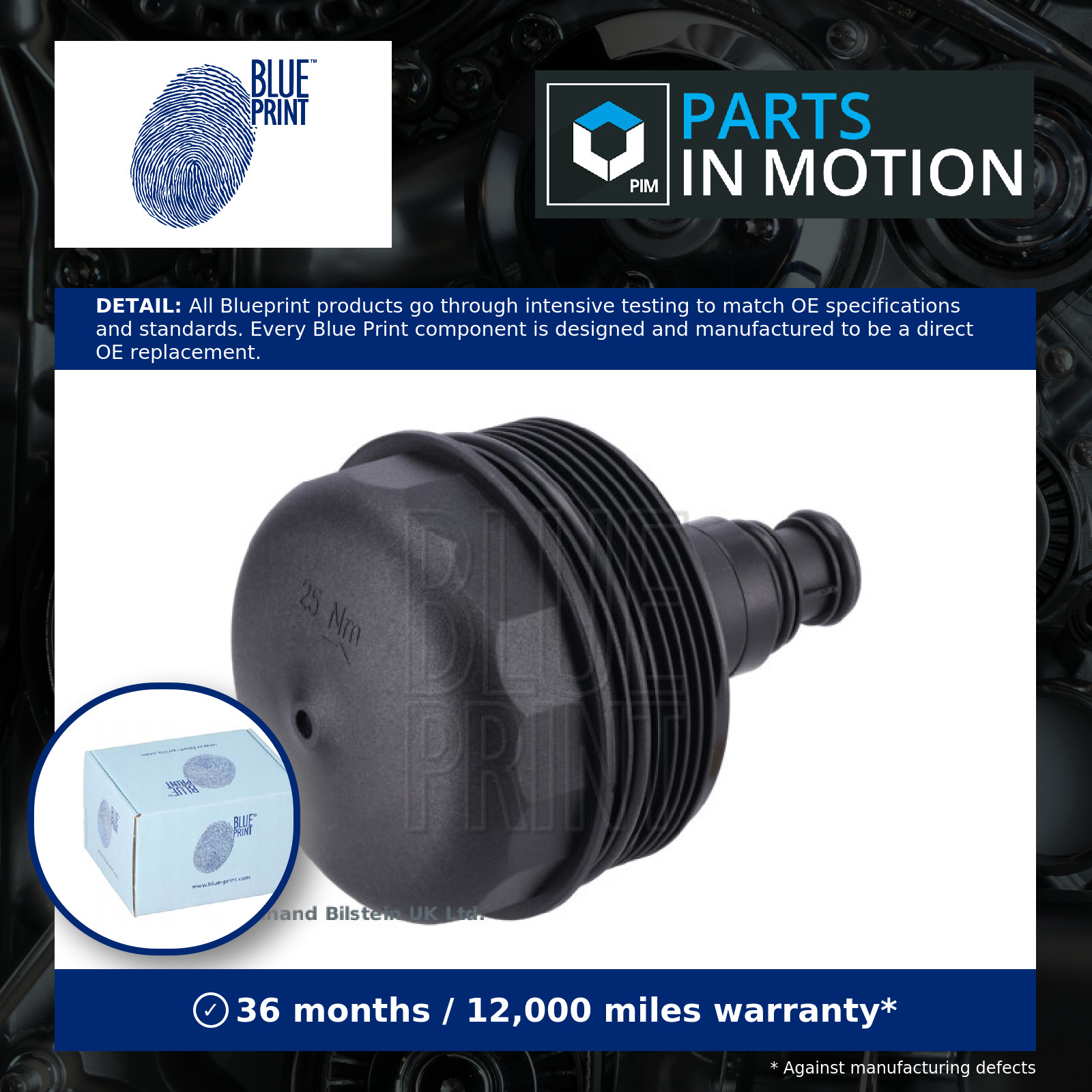 Oil Filter Cap fits BMW X3 E83 2.0 05 to 11 N46B20B Lid Cover Blue Print Quality - Image 5