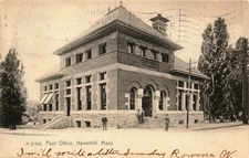 1906 MASSACHUSETTS PHOTO POSTCARD: STREET VIEW OF POST OFFICE, HAVERHILL, MA